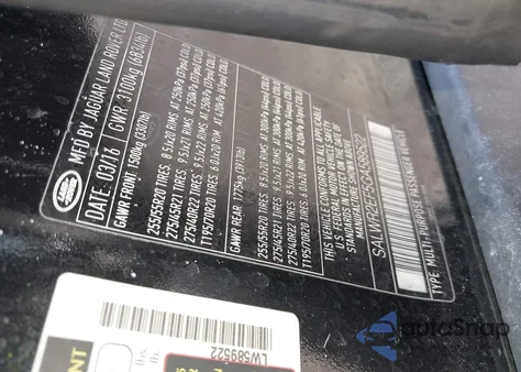 2016 Land Rover Range Rover Sport 5.0L V8 Supercharged/5.0L V8 Supercharged Dynamic from USA, damaged, VIN SALWR2EF5GA589522